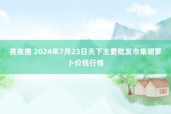 夜夜撸 2024年7月23日天下主要批发市集胡萝卜价钱行情