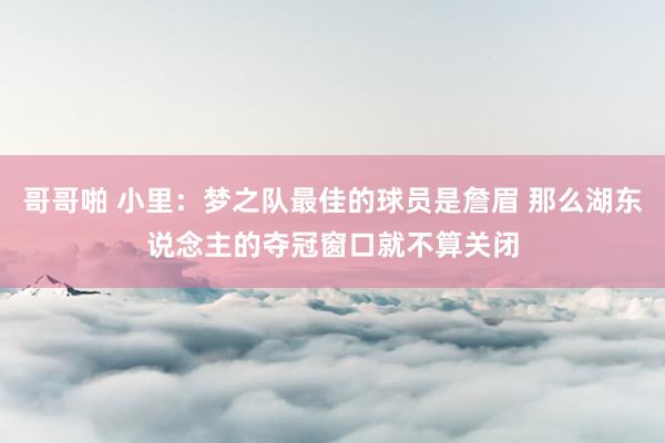 哥哥啪 小里：梦之队最佳的球员是詹眉 那么湖东说念主的夺冠窗口就不算关闭