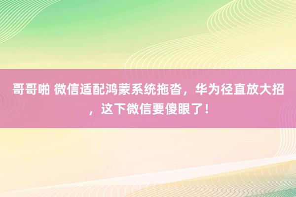 哥哥啪 微信适配鸿蒙系统拖沓，华为径直放大招，这下微信要傻眼了！