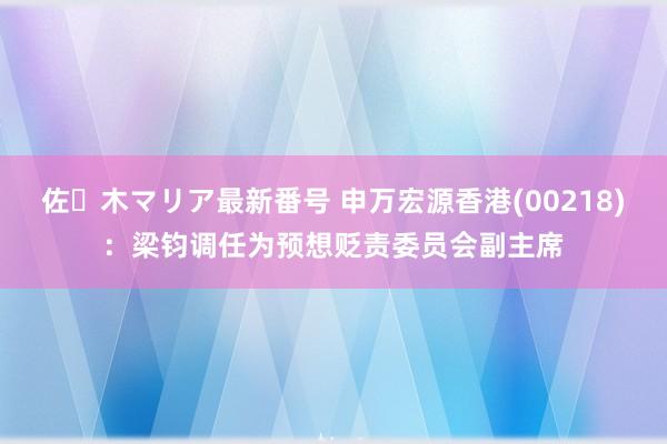 佐々木マリア最新番号 申万宏源香港(00218)：梁钧调任为预想贬责委员会副主席