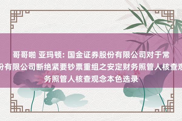 哥哥啪 亚玛顿: 国金证券股份有限公司对于常州亚玛顿股份有限公司断绝紧要钞票重组之安定财务照管人核查观念本色选录