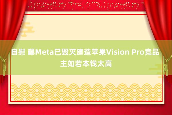 自慰 曝Meta已毁灭建造苹果Vision Pro竞品 主如若本钱太高