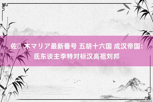 佐々木マリア最新番号 五胡十六国 成汉帝国：氐东谈主李特对标汉高祖刘邦