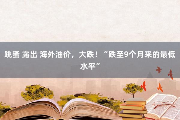 跳蛋 露出 海外油价，大跌！“跌至9个月来的最低水平”