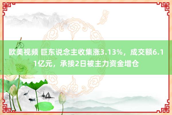 欧美视频 巨东说念主收集涨3.13%，成交额6.11亿元，承接2日被主力资金增仓