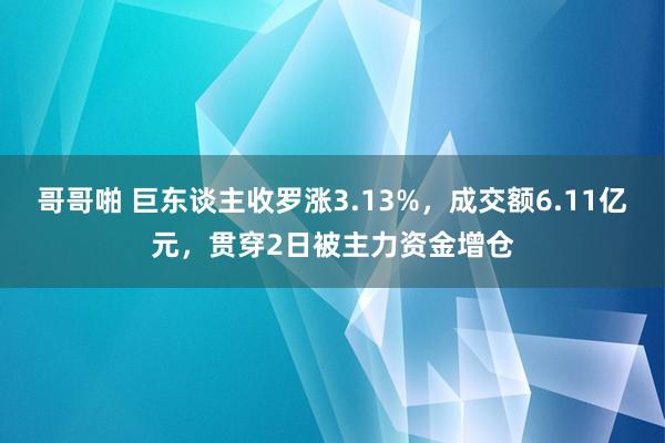 哥哥啪 巨东谈主收罗涨3.13%，成交额6.11亿元，贯穿2日被主力资金增仓